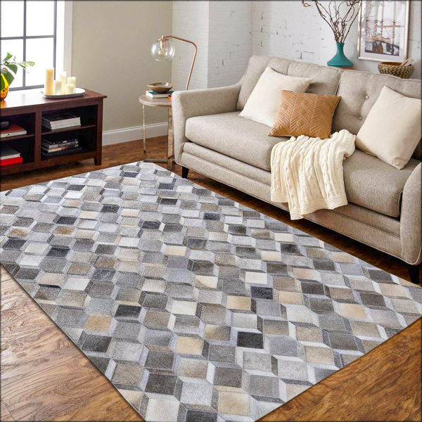 Corrigan Studio® Handmade Geometric Cowhide Leather Hide Area Rug Wayfair